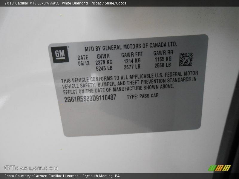 White Diamond Tricoat / Shale/Cocoa 2013 Cadillac XTS Luxury AWD