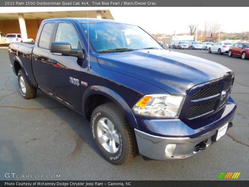 True Blue Pearl / Black/Diesel Gray 2013 Ram 1500 Outdoorsman Quad Cab 4x4