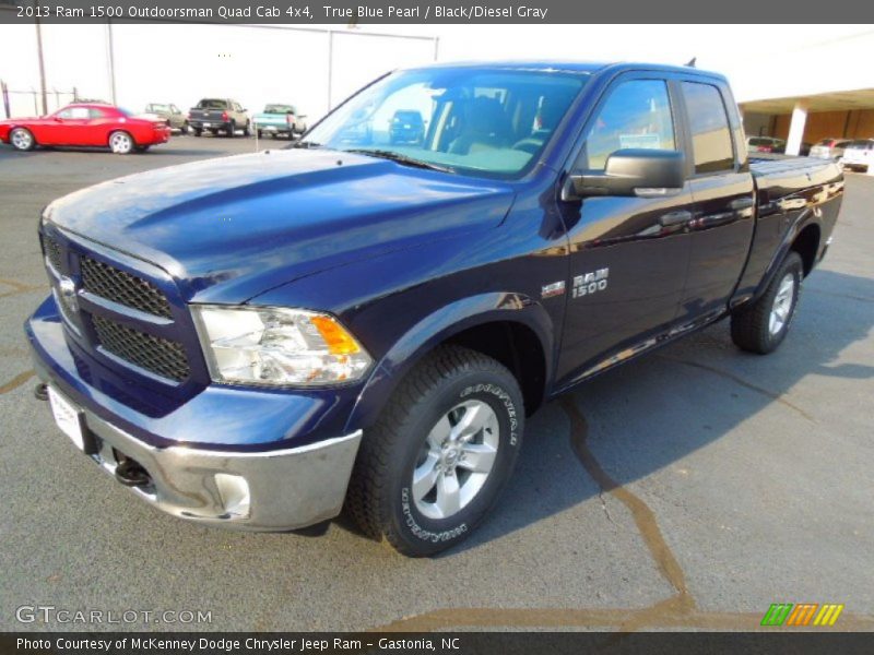True Blue Pearl / Black/Diesel Gray 2013 Ram 1500 Outdoorsman Quad Cab 4x4