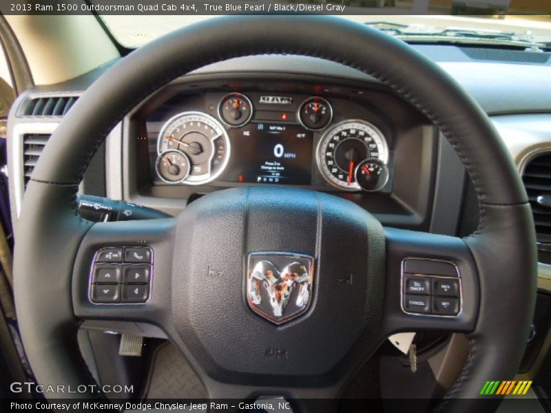 True Blue Pearl / Black/Diesel Gray 2013 Ram 1500 Outdoorsman Quad Cab 4x4
