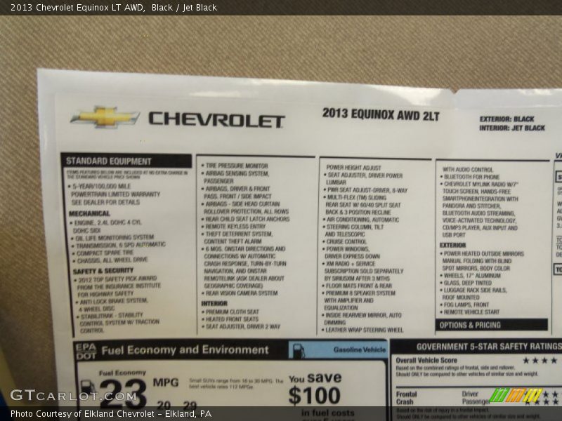 Black / Jet Black 2013 Chevrolet Equinox LT AWD