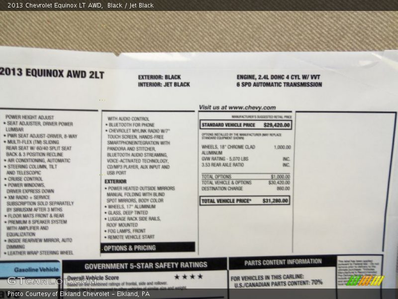 Black / Jet Black 2013 Chevrolet Equinox LT AWD