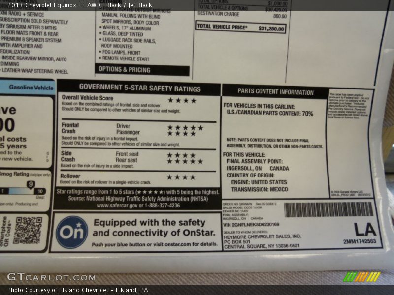 Black / Jet Black 2013 Chevrolet Equinox LT AWD