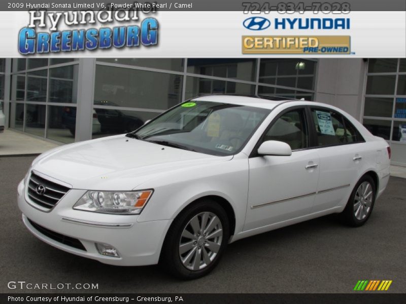 Powder White Pearl / Camel 2009 Hyundai Sonata Limited V6