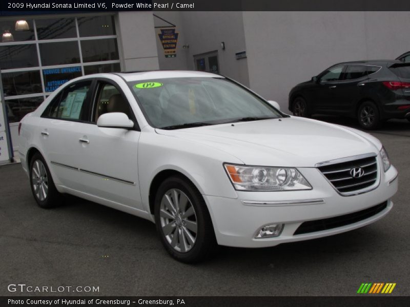Powder White Pearl / Camel 2009 Hyundai Sonata Limited V6