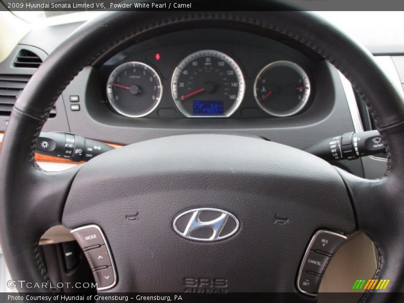 Powder White Pearl / Camel 2009 Hyundai Sonata Limited V6