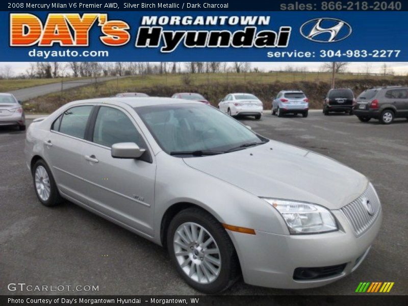 Silver Birch Metallic / Dark Charcoal 2008 Mercury Milan V6 Premier AWD
