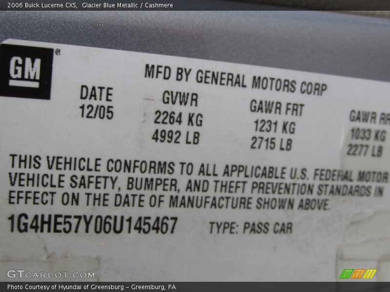 Glacier Blue Metallic / Cashmere 2006 Buick Lucerne CXS