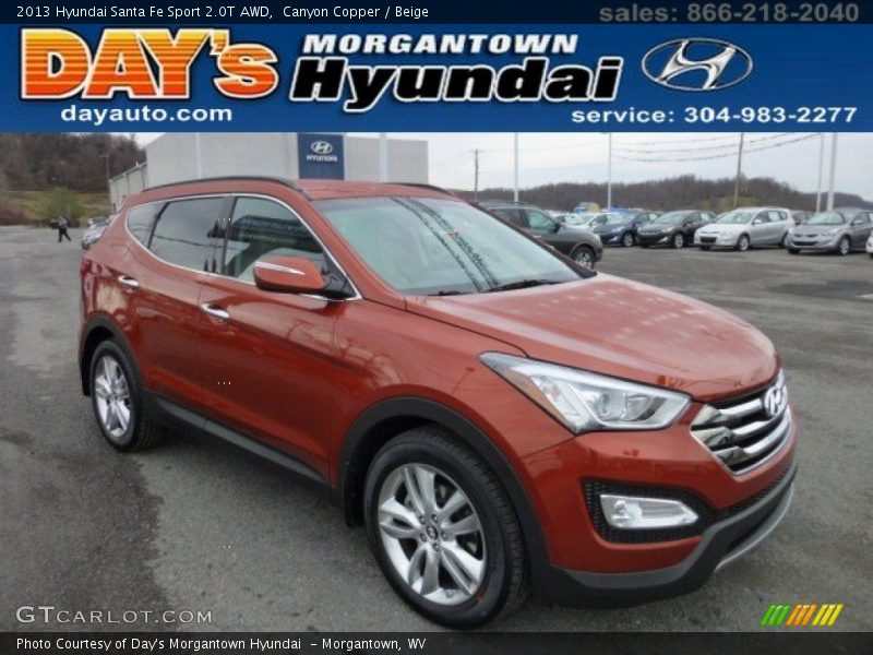Canyon Copper / Beige 2013 Hyundai Santa Fe Sport 2.0T AWD