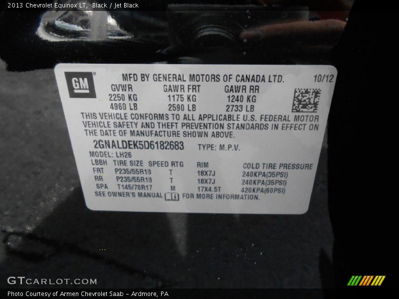 Black / Jet Black 2013 Chevrolet Equinox LT