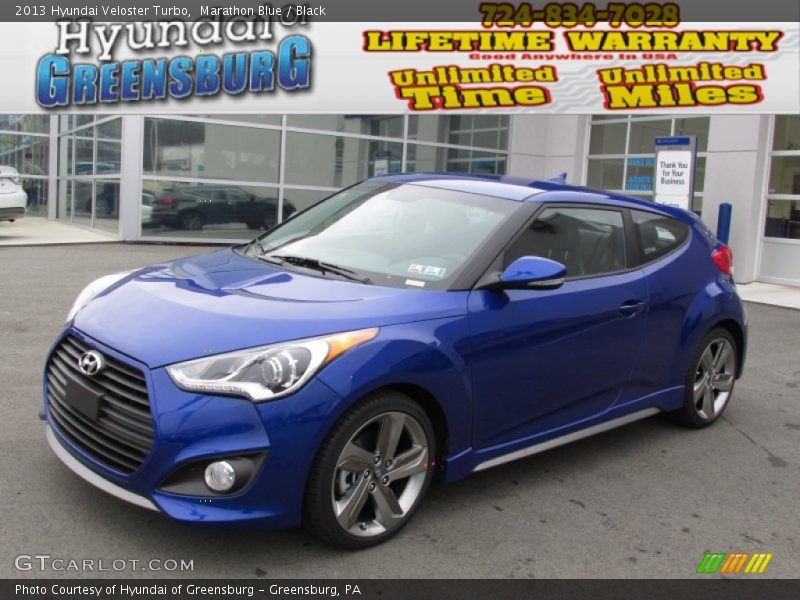 Marathon Blue / Black 2013 Hyundai Veloster Turbo
