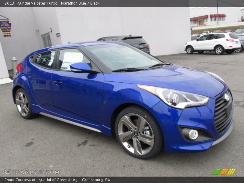 Marathon Blue / Black 2013 Hyundai Veloster Turbo