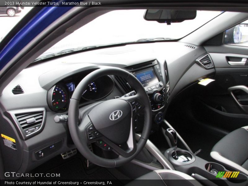 Marathon Blue / Black 2013 Hyundai Veloster Turbo