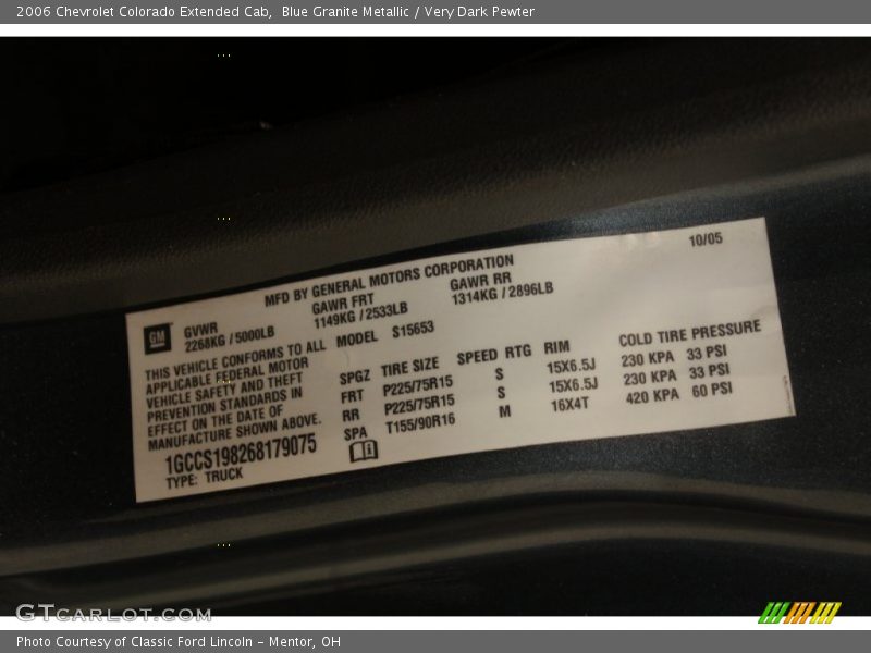 Blue Granite Metallic / Very Dark Pewter 2006 Chevrolet Colorado Extended Cab