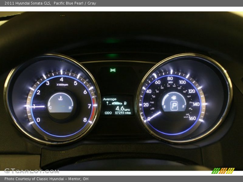 Pacific Blue Pearl / Gray 2011 Hyundai Sonata GLS