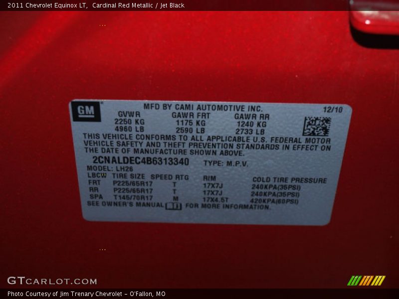 Cardinal Red Metallic / Jet Black 2011 Chevrolet Equinox LT