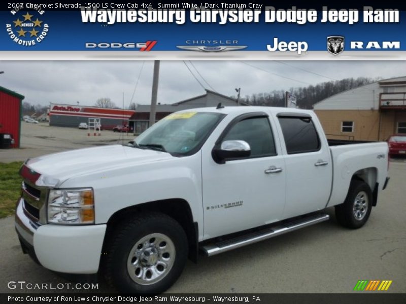 Summit White / Dark Titanium Gray 2007 Chevrolet Silverado 1500 LS Crew Cab 4x4