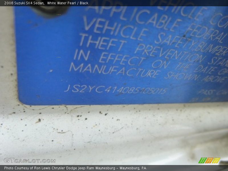 White Water Pearl / Black 2008 Suzuki SX4 Sedan