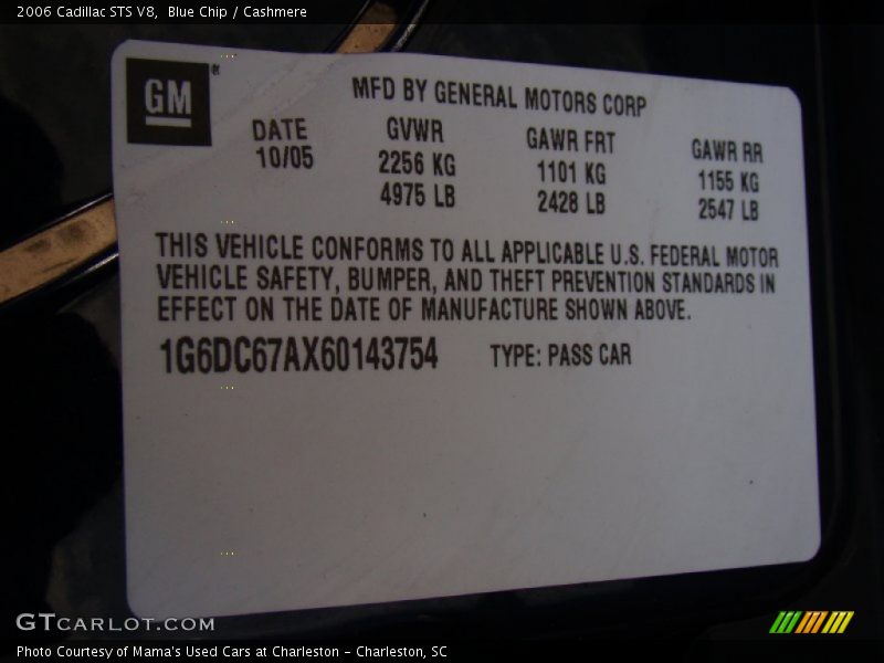 Blue Chip / Cashmere 2006 Cadillac STS V8
