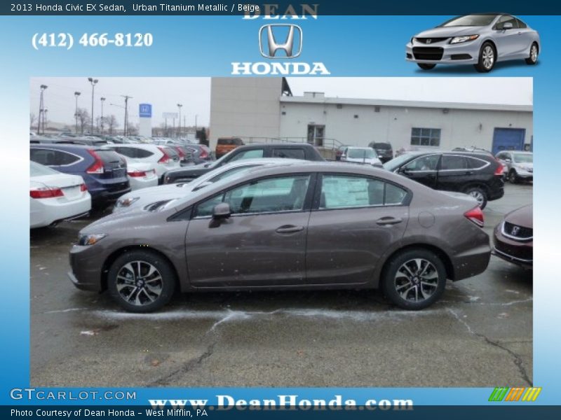 Urban Titanium Metallic / Beige 2013 Honda Civic EX Sedan