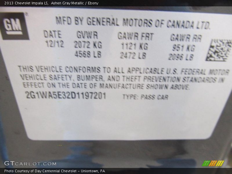 Ashen Gray Metallic / Ebony 2013 Chevrolet Impala LS