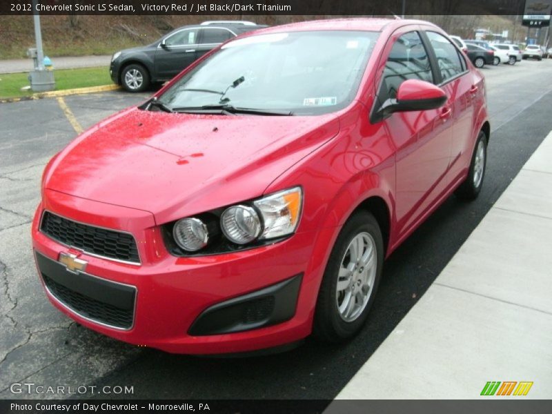 Victory Red / Jet Black/Dark Titanium 2012 Chevrolet Sonic LS Sedan