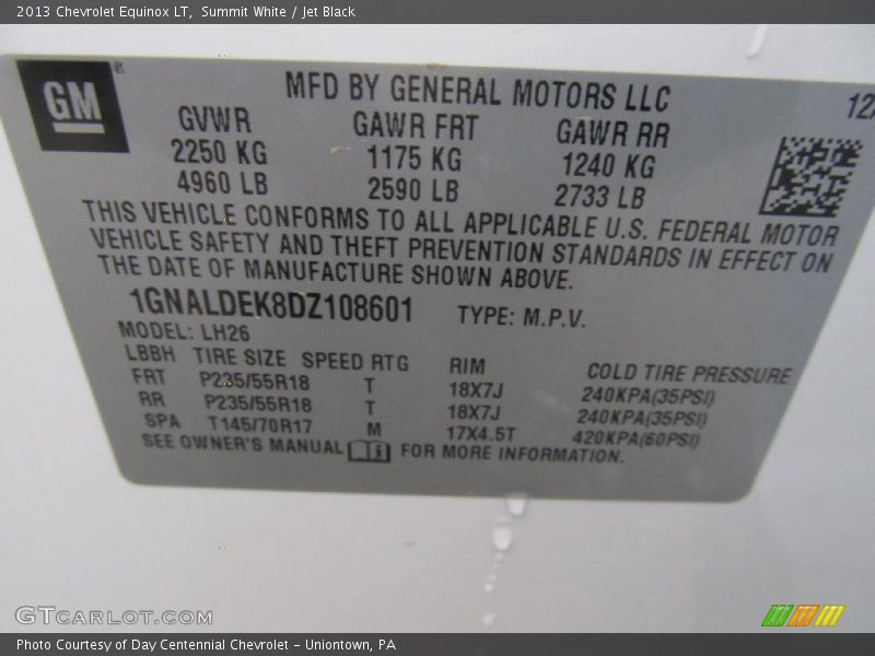 Summit White / Jet Black 2013 Chevrolet Equinox LT