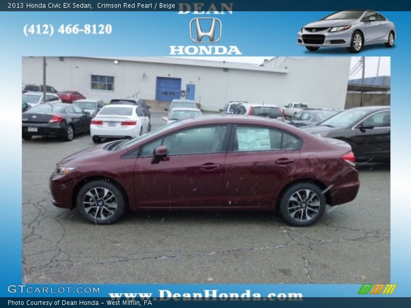 Crimson Red Pearl / Beige 2013 Honda Civic EX Sedan
