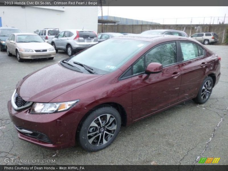 Crimson Red Pearl / Beige 2013 Honda Civic EX Sedan