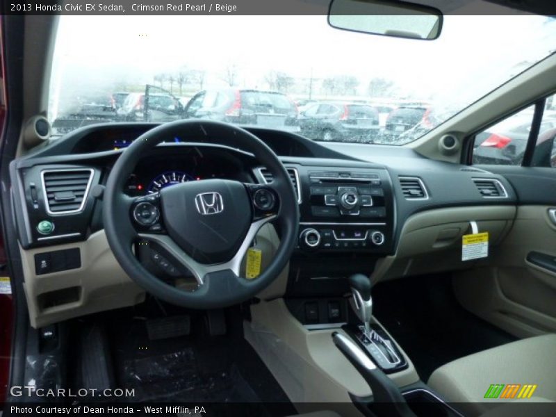 Crimson Red Pearl / Beige 2013 Honda Civic EX Sedan