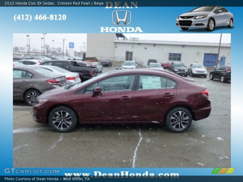 Crimson Red Pearl / Beige 2013 Honda Civic EX Sedan