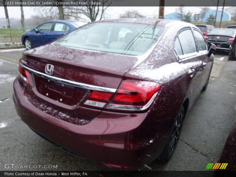 Crimson Red Pearl / Beige 2013 Honda Civic EX Sedan