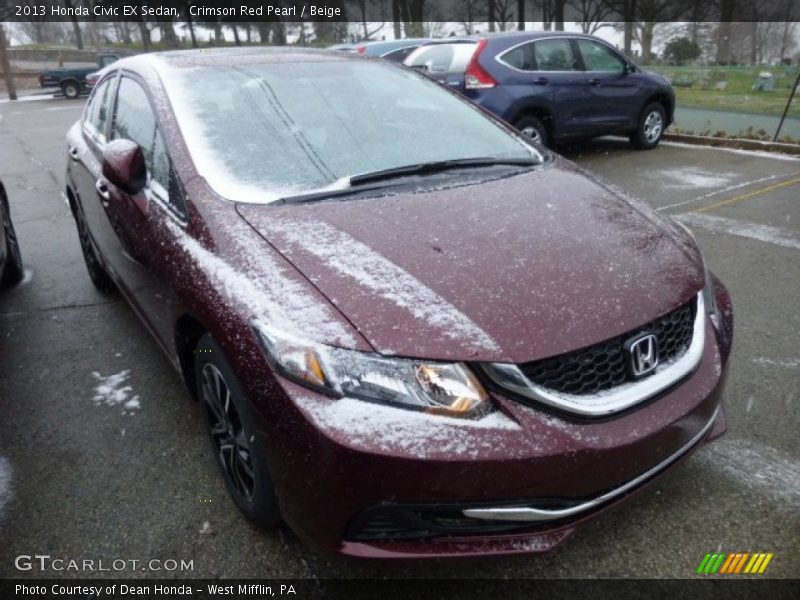 Crimson Red Pearl / Beige 2013 Honda Civic EX Sedan