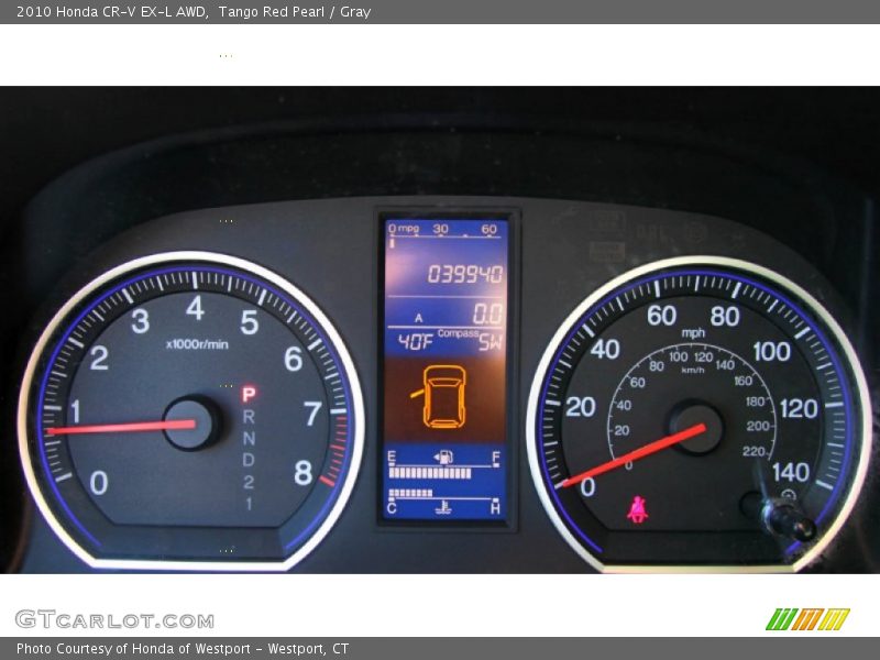 Tango Red Pearl / Gray 2010 Honda CR-V EX-L AWD