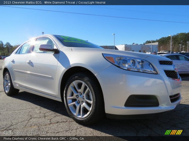 White Diamond Tricoat / Cocoa/Light Neutral 2013 Chevrolet Malibu ECO
