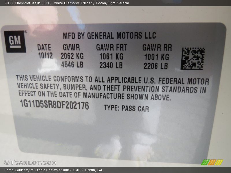 White Diamond Tricoat / Cocoa/Light Neutral 2013 Chevrolet Malibu ECO