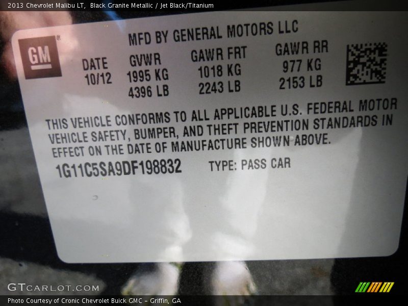Black Granite Metallic / Jet Black/Titanium 2013 Chevrolet Malibu LT