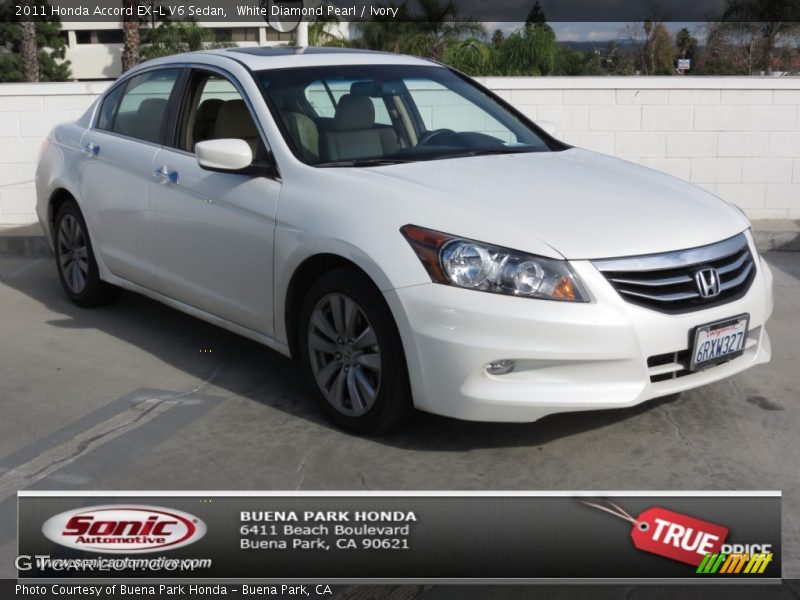 White Diamond Pearl / Ivory 2011 Honda Accord EX-L V6 Sedan