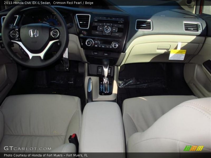 Crimson Red Pearl / Beige 2013 Honda Civic EX-L Sedan