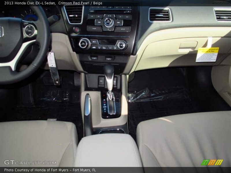 Crimson Red Pearl / Beige 2013 Honda Civic EX-L Sedan