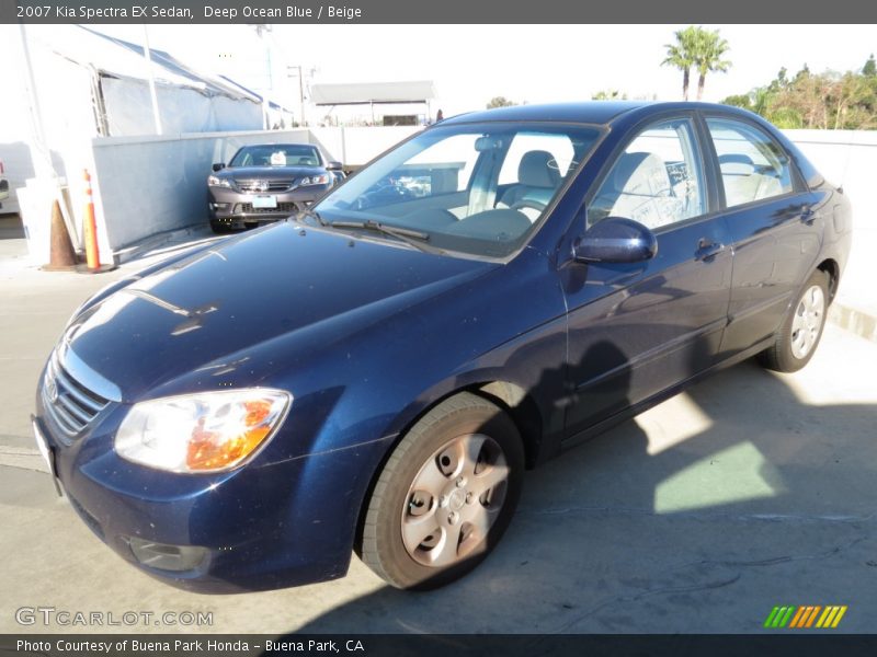 Deep Ocean Blue / Beige 2007 Kia Spectra EX Sedan