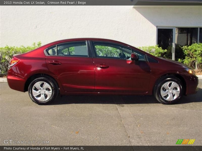 Crimson Red Pearl / Beige 2013 Honda Civic LX Sedan