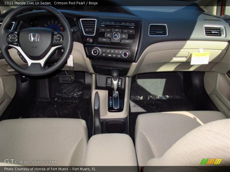 Crimson Red Pearl / Beige 2013 Honda Civic LX Sedan