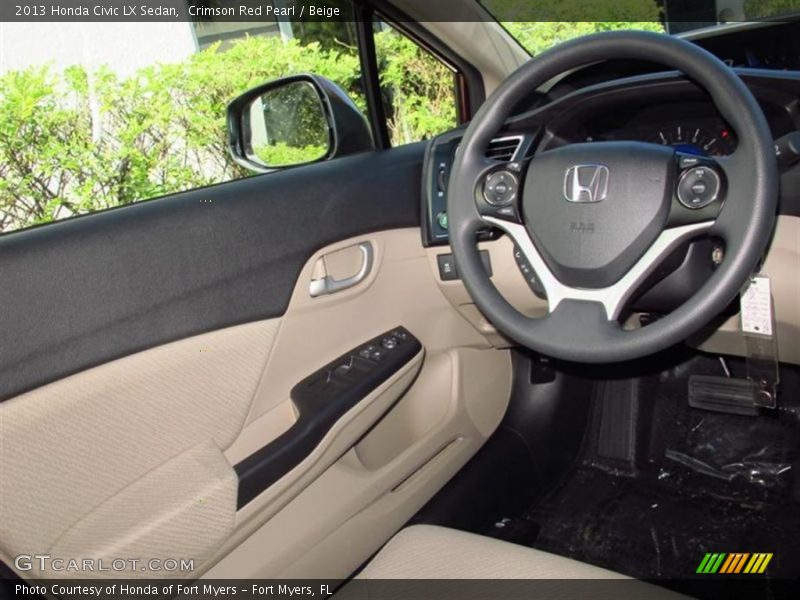 Crimson Red Pearl / Beige 2013 Honda Civic LX Sedan