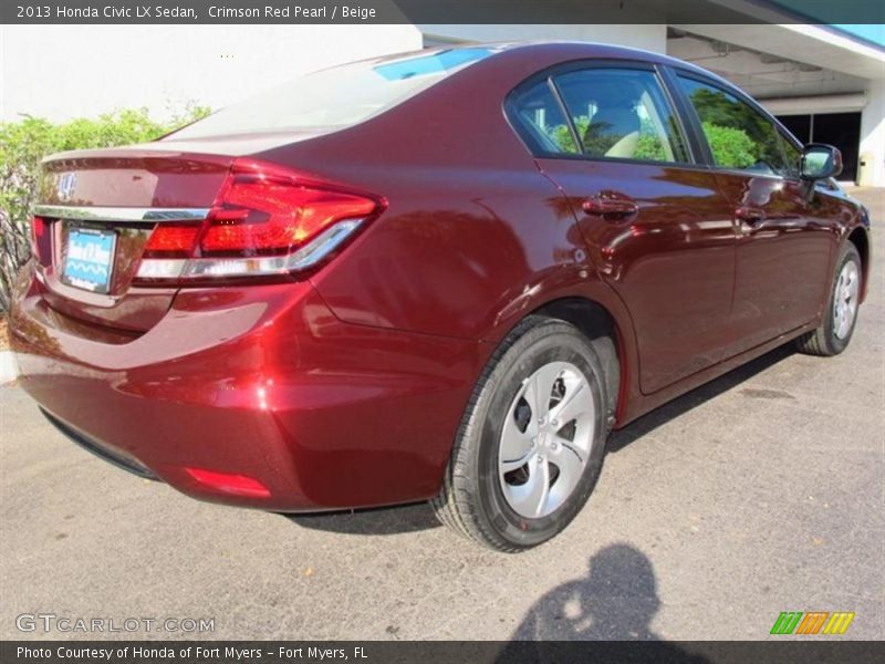 Crimson Red Pearl / Beige 2013 Honda Civic LX Sedan