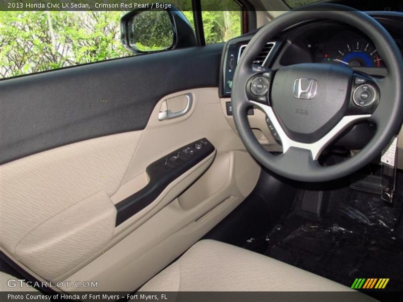 Crimson Red Pearl / Beige 2013 Honda Civic LX Sedan