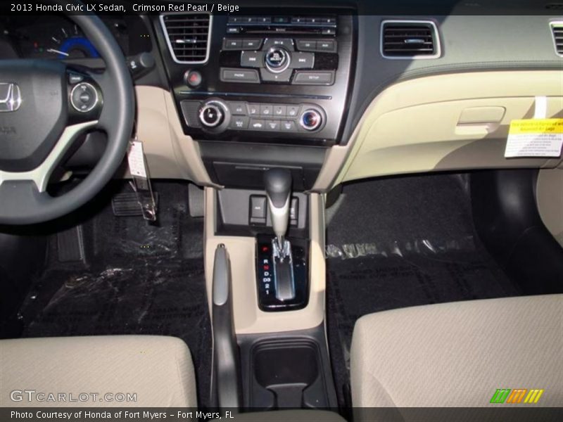 Crimson Red Pearl / Beige 2013 Honda Civic LX Sedan