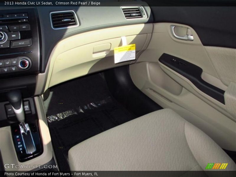 Crimson Red Pearl / Beige 2013 Honda Civic LX Sedan