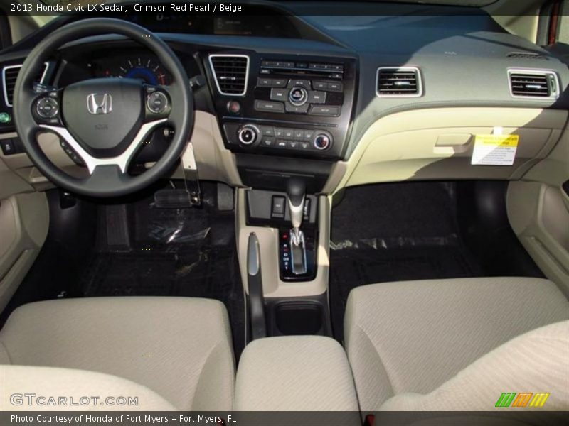 Crimson Red Pearl / Beige 2013 Honda Civic LX Sedan