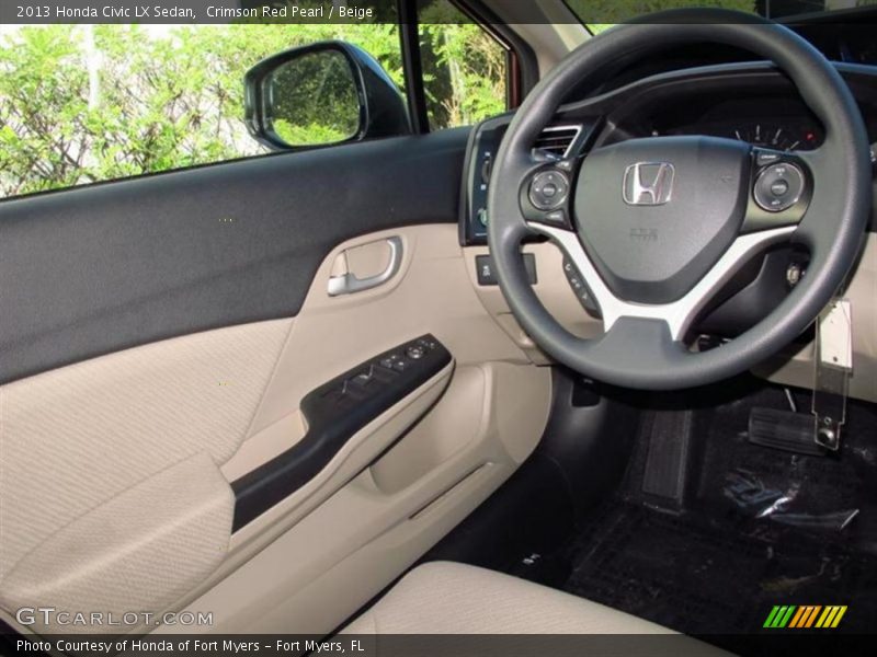 Crimson Red Pearl / Beige 2013 Honda Civic LX Sedan
